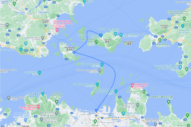 다카마쓰 - 혼무라（나오시마）- 이에우라（데시마）